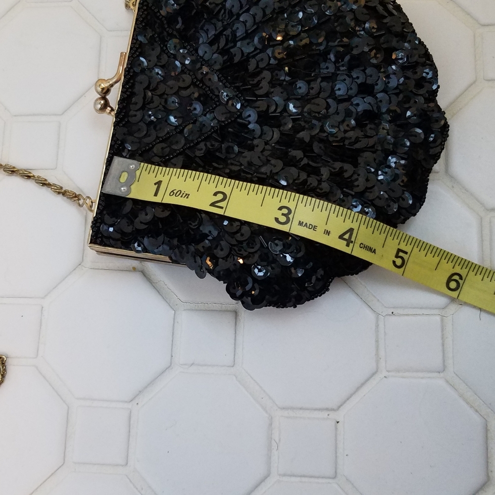 Vintage Speyer Milor black sequin shoulder bag WN - Picture 9 of 11